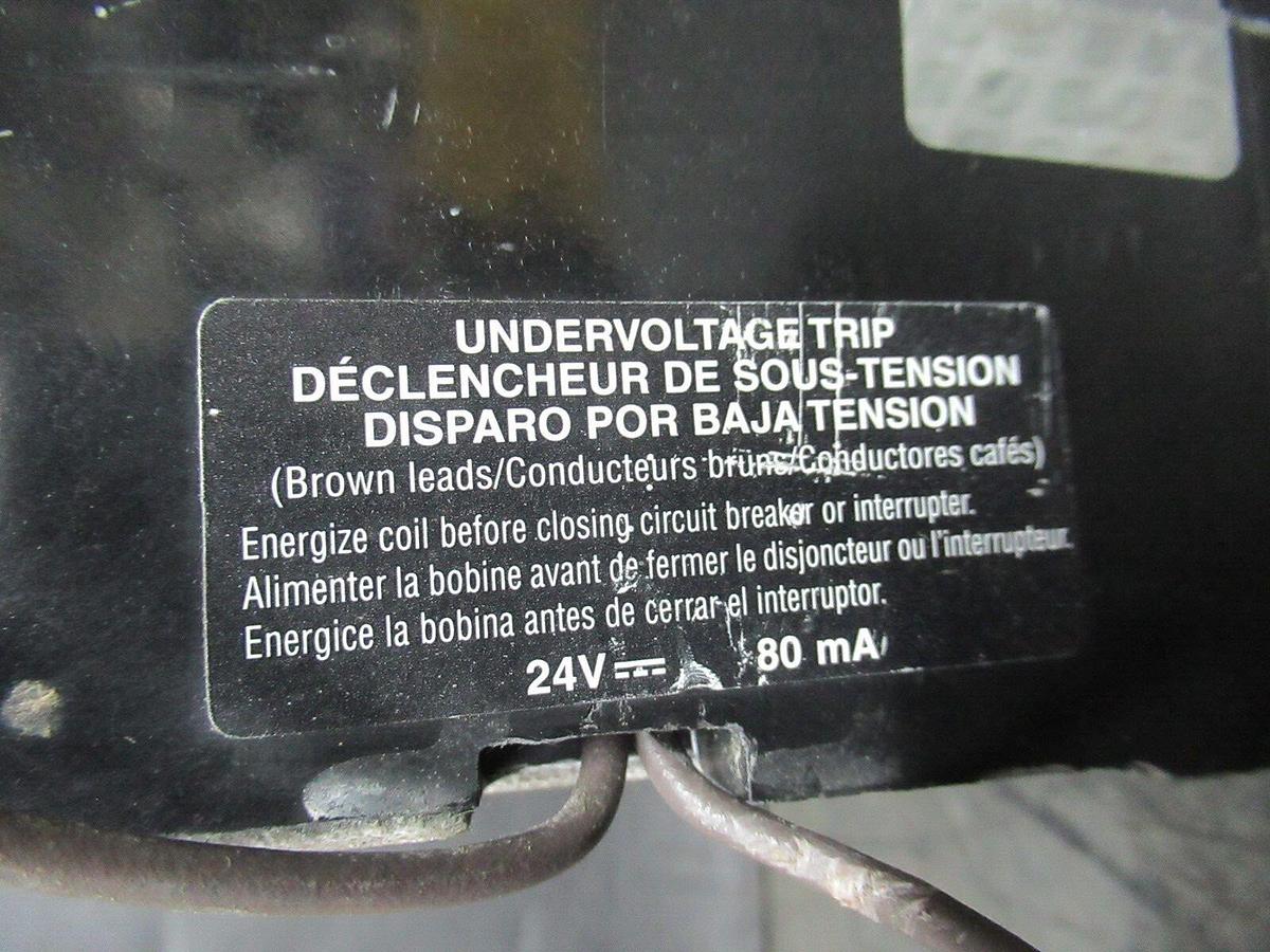 Used SQUARE D BREAKER KHF3620022DC2315 200 AMP 500 VDC W/ UNDERVOLTAGE TRIP AND AUX