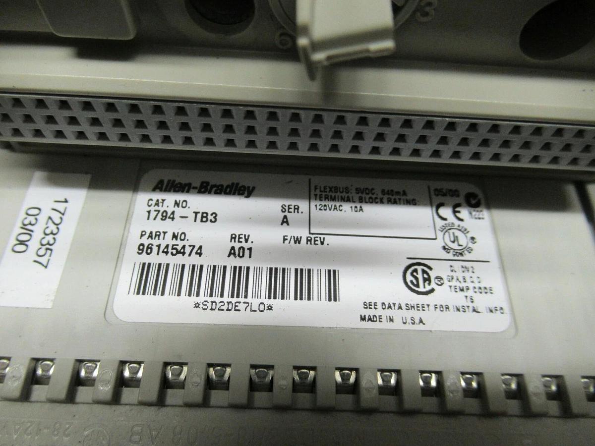 Used ALLEN BRADLEY FLEX I/O INPUT MODULE 1794-IB16 SER. A 96145675 REV. A01