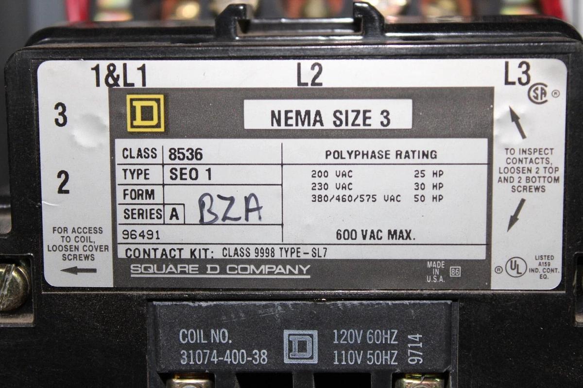 Used SQUARE D MCC STARTER BUCKET MODEL 5 45" SIZE 3 10301735-005.001 *NO DOOR*