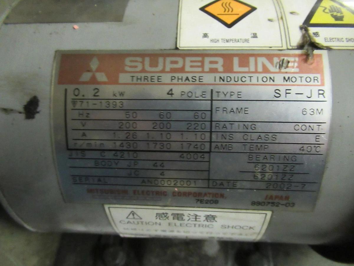 Used SATO VAC PHIL OIL ROTARY VACUUM PUMP USW-50 W/ MITSUBISHI SUPERLINE SF-JR MOTOR