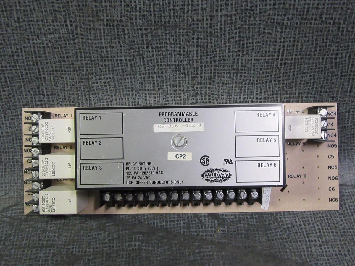 Used BARBER COLMAN PROGRAMMABLE CONTROLLER MODEL: CP8161-402-1 **WARRANTY**