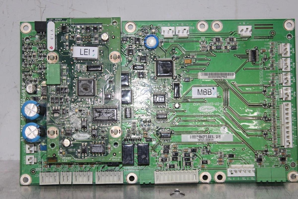 Used CARRIER HVAC MICROPROCESSOR CIRCUIT BOARD CEPL130403-02-R W/ CEPL130517-01-R