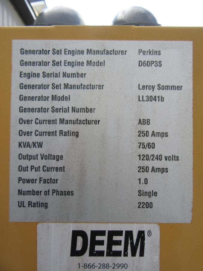 Used 60 KW DIESEL GENERATOR OLYMPIAN 120/240V CAT PERKINS 564 HRS VIDEO WE SHIP!