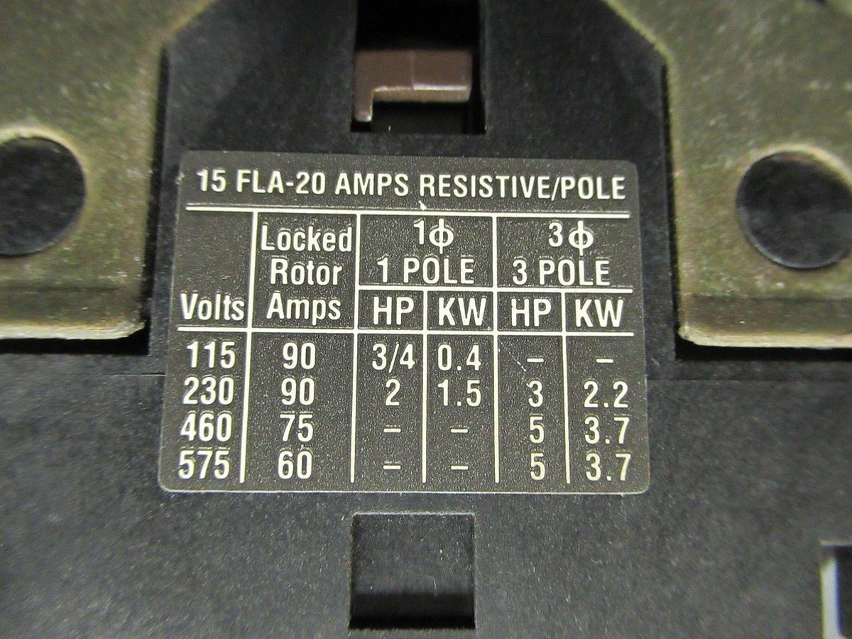 Used CUTLER-HAMMER CARRIER CONTACTOR C25DNY36 HN52AB254A 600V 5HP 15A COIL: 104-120V