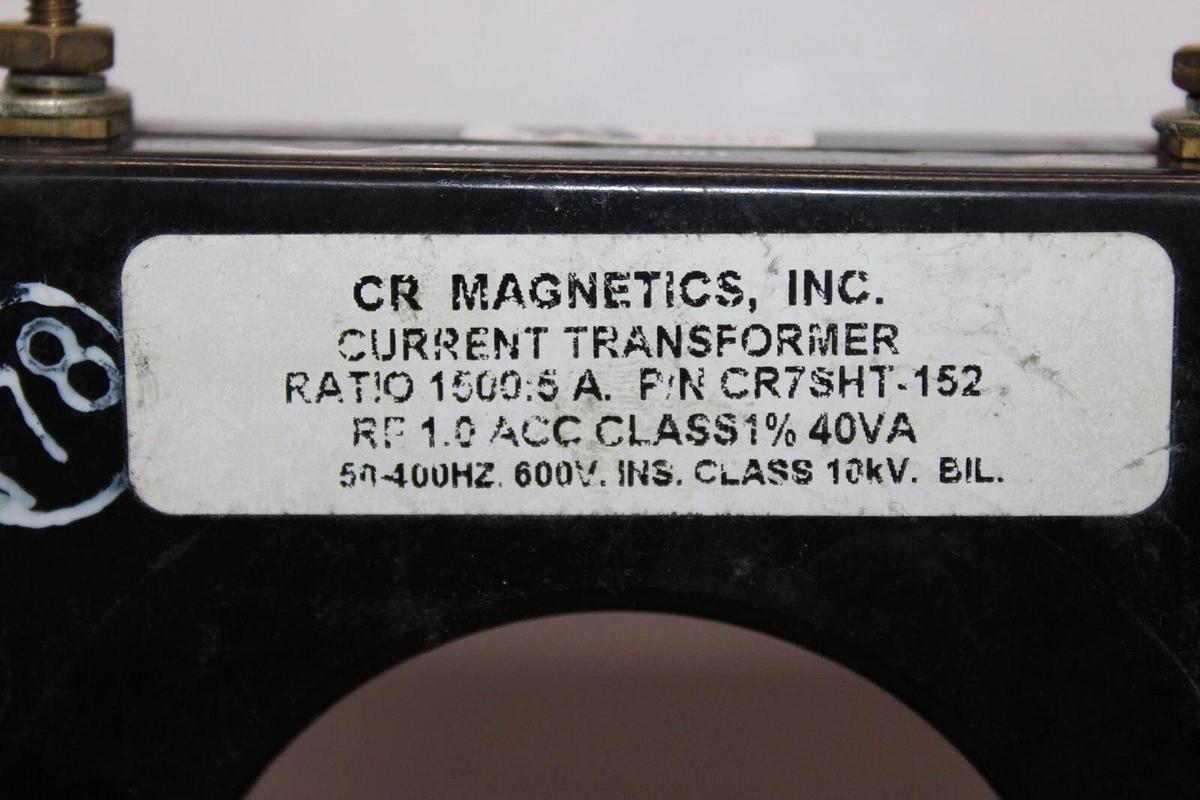 Used CR MAGNETICS CURRENT TRANSFORMER CR7SHT-152 1500:5 40 VA 50-400 HZ 600 VOLT