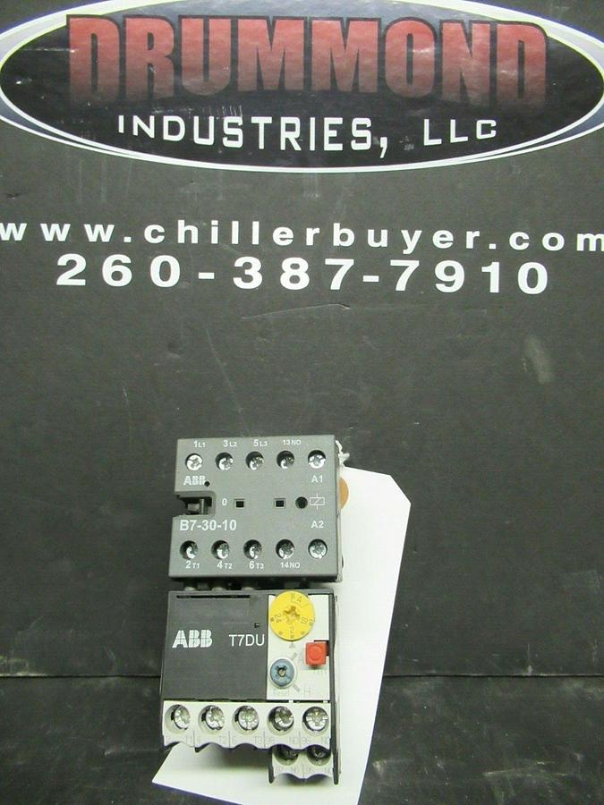Used 16 AMP ABB STARTER B7-30-10 600 VAC 5 HP COIL: 24 VAC W/ T7DU OVERLOADS 1.6-2.4A