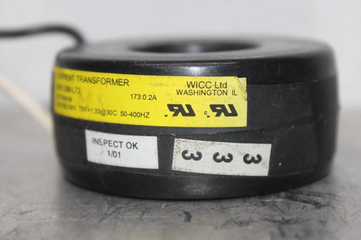 Used WICC CURRENT TRANSFORMER MW1288-L72 173:0.2 50-400 HZ **WARRANTY**