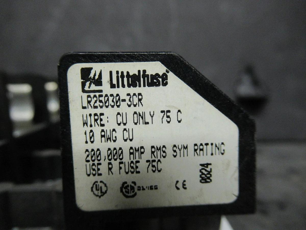 Used LITTELFUSE 30 AMP 240 / 250 VAC 3 POLE / PH FUSEHOLDER FUSE BLOCK LR25030-3CR