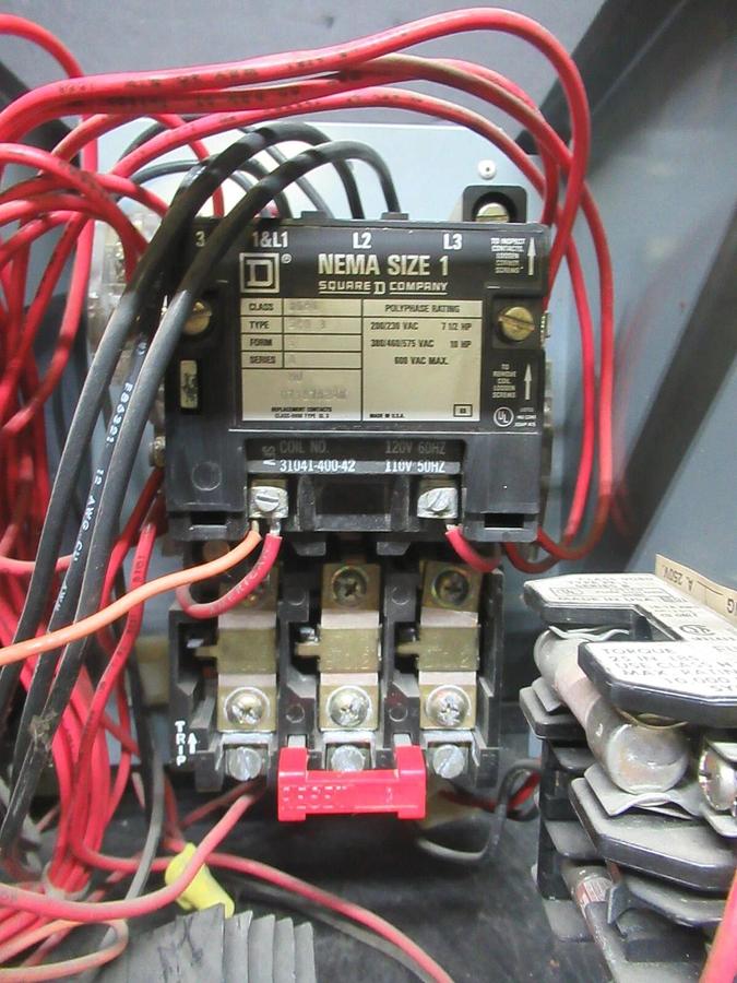 Used SQUARE D MCC MOTOR STARTER CONTROL MODEL: 5 12" W/ 8536SCG3 NEMA SIZE 1 15 AMP