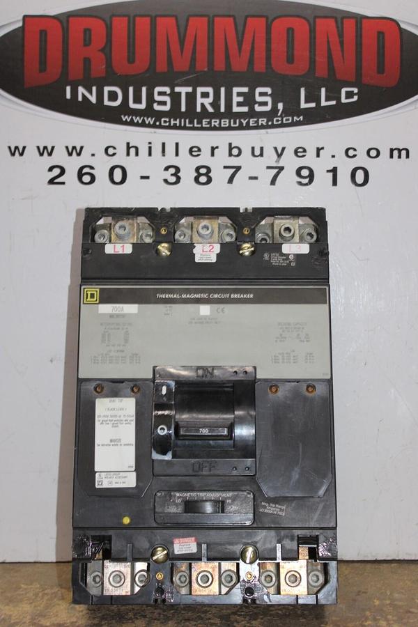 Used SQUARE D CIRCUIT BREAKER MAL36700 700 AMP 3-POLE 600 VAC W/ SHUNT TRIP
