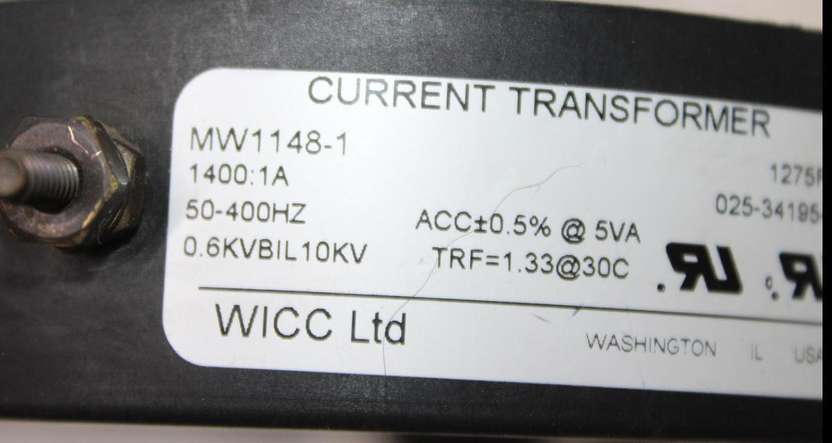 Used EATON CURRENT TRANSFORMER 42-3072-6 170SHT-601 600:5 AMP RATIO 600 VOLT