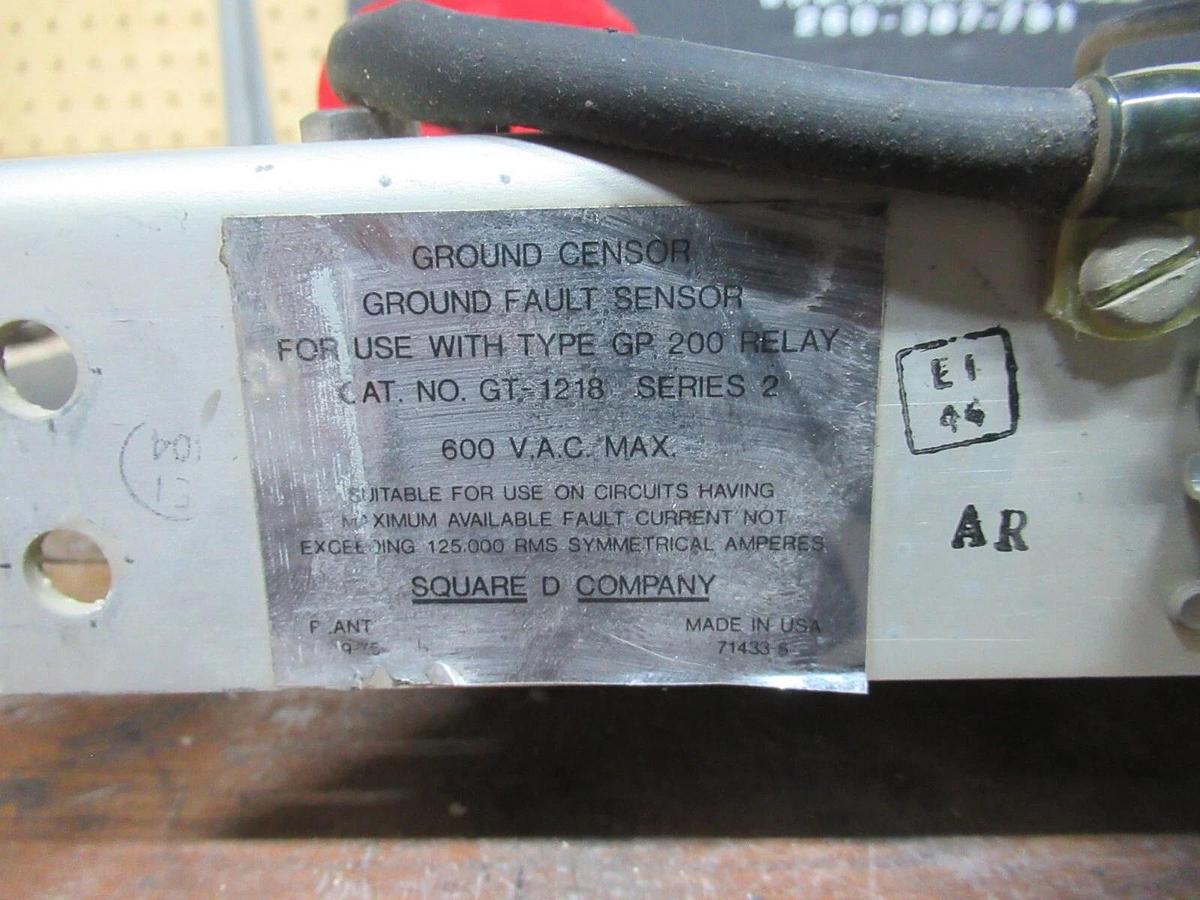 Used SQUARE D GROUND FAULT SENSOR GT-1218 600 VAC FOR GP 200 RELAY **WARRANTY**