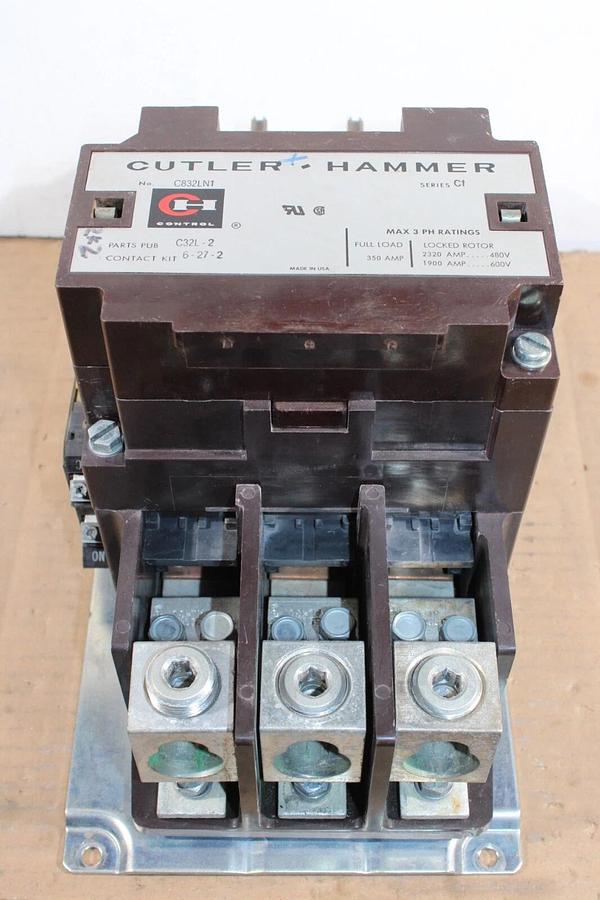 Used CUTLER HAMMER CONTACTOR C832LN1 350 AMP 600 VOLT 3-PHASE COIL: 120V **WARRANTY**