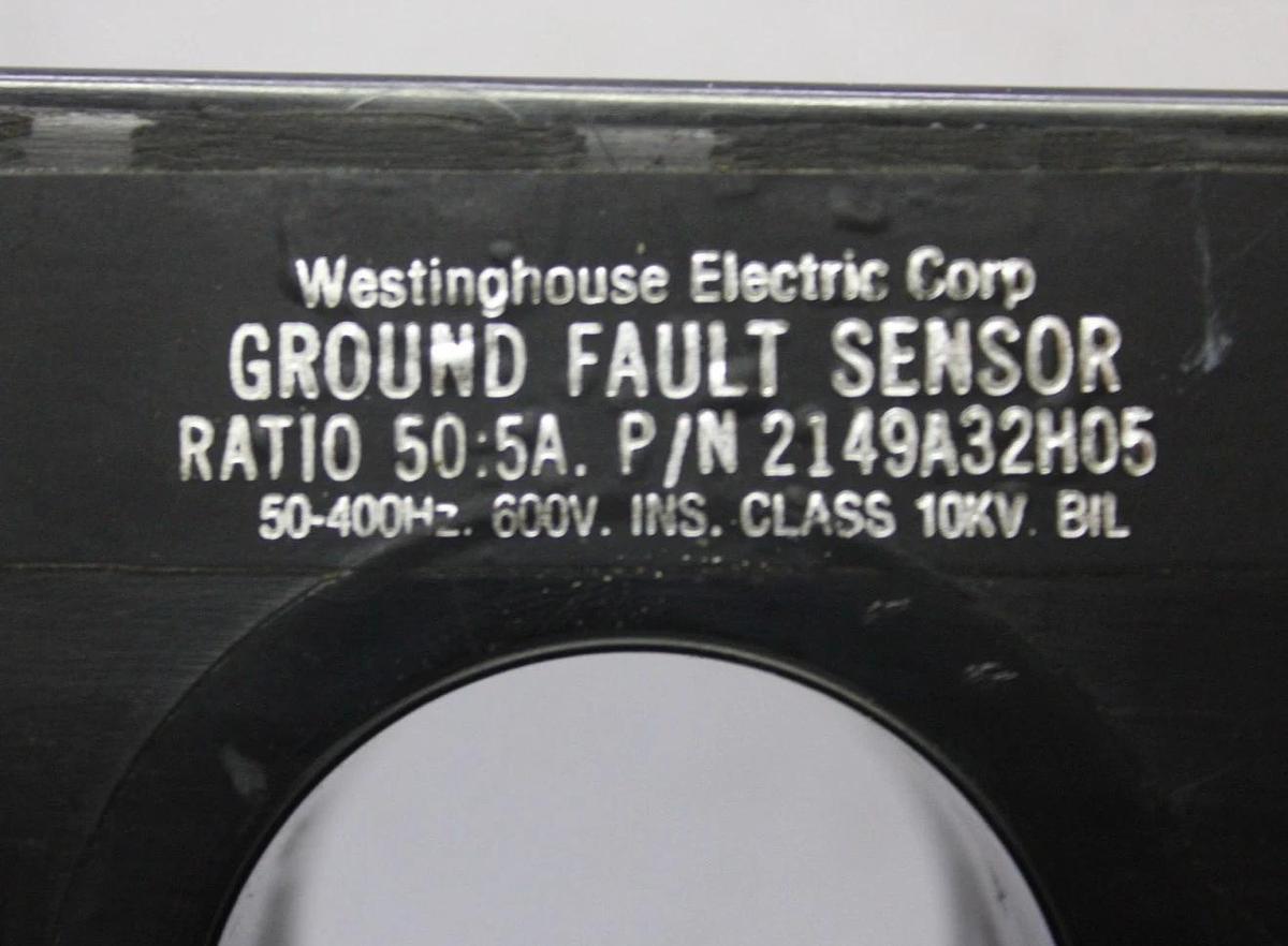 Used WESTINGHOUSE GROUND FAULT SENSOR 2149A32H05 50:5 600V 50-400 HZ