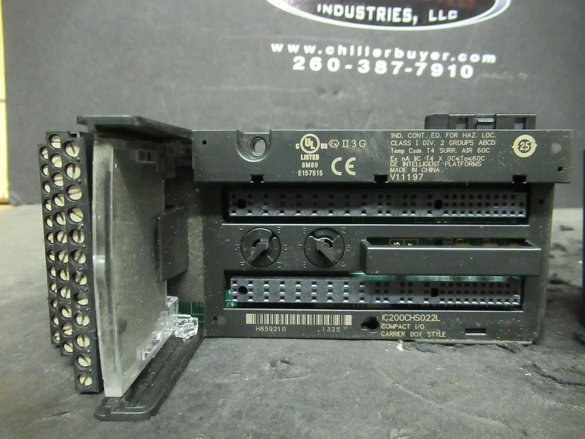 Used GE INTELLIGENT PLATFORMS PLC IC200ALG320J W/ COMPACT I/O CARRIER IC200CHS022L