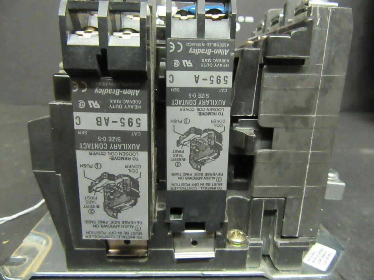 Used ALLEN BRADLEY CONTACTOR 500-B0*930 SER. B NEMA: 1  10 HP  600 VAC  COIL: 120 VAC
