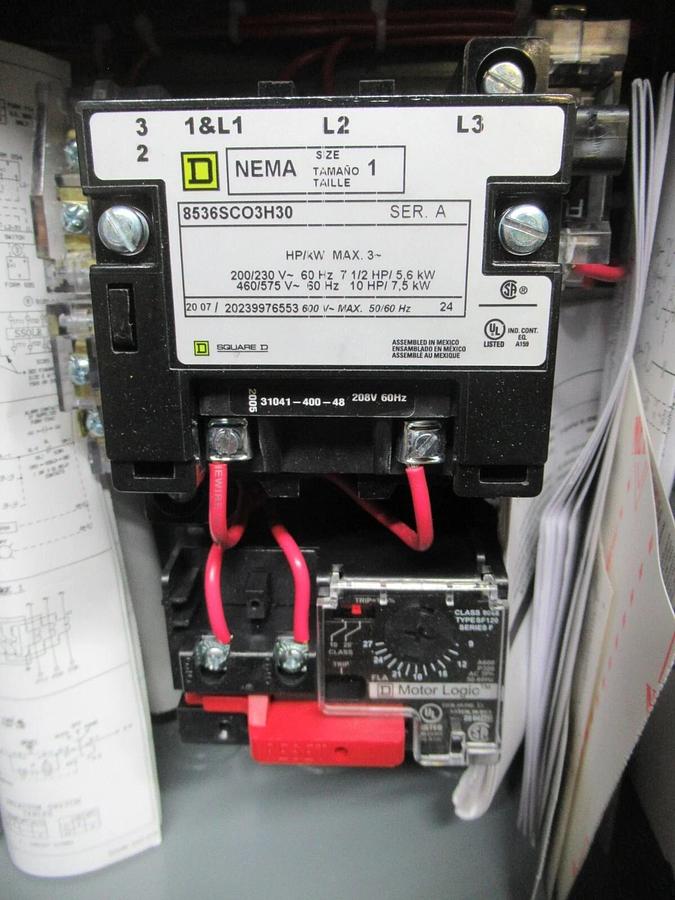 NEW SURPLUS SQUARE D COMBINATION STARTER 8536SCH3V08CF4H30X22 8536SCO3H30 NEMA 1