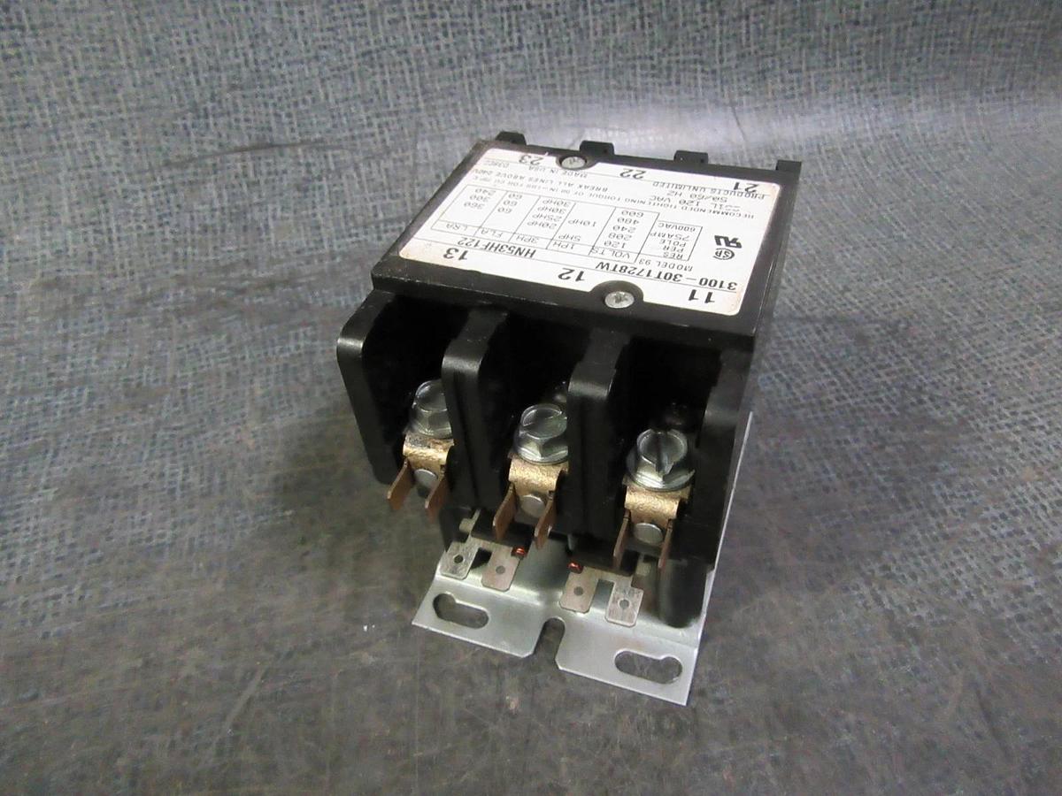 Used PRODUCTS UNLIMITED CONTACTOR 3100-30T1728TW HN53HF122 600V 60A 75A/RES 10HP