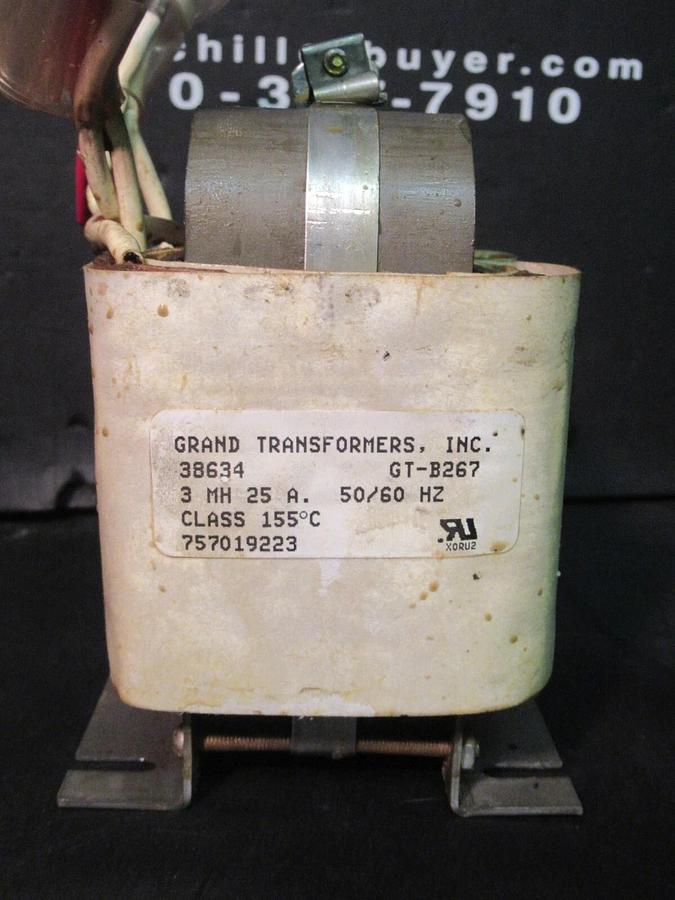 Used GRAND TRANSFORMERS INC 38634 / GT-B267 REACTOR 3.0 mH 25 AMP CLASS 155C 50/60 HZ
