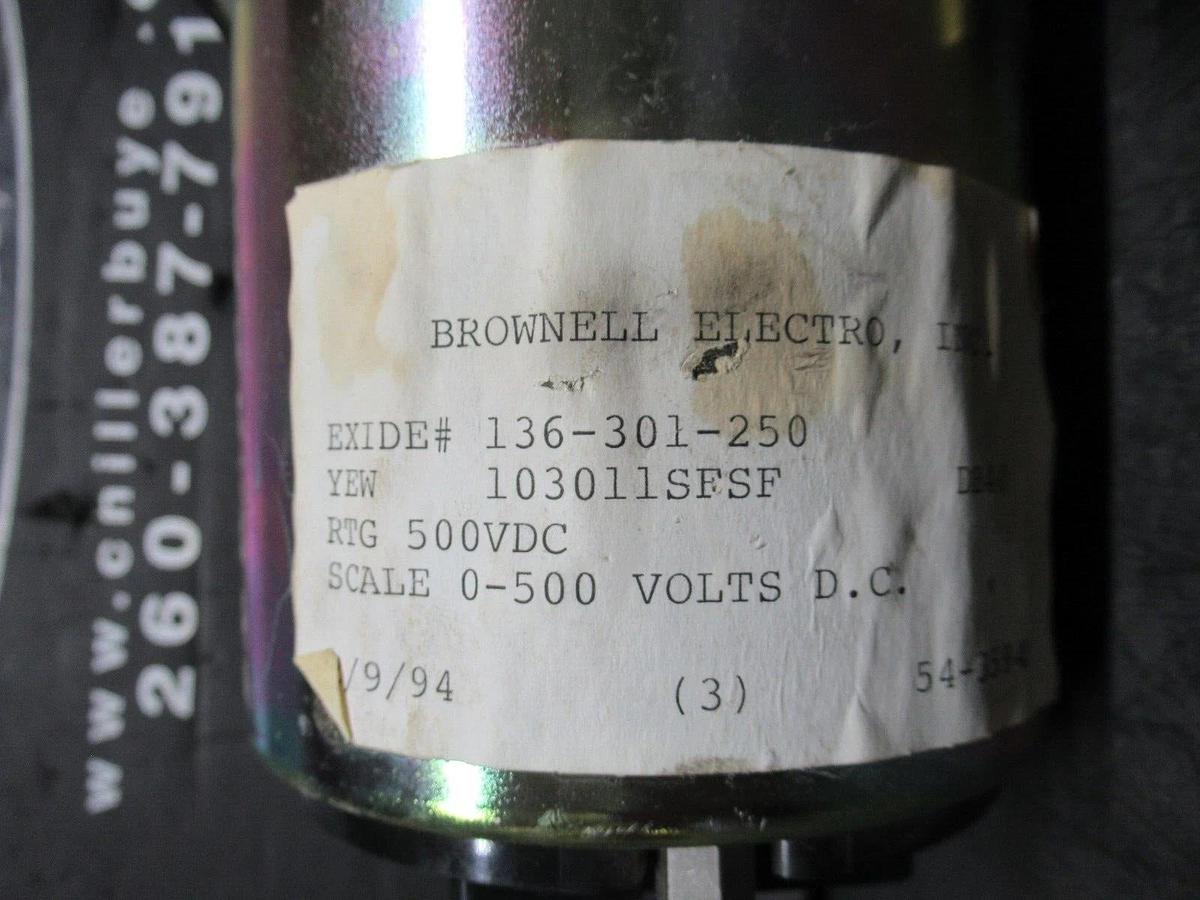 Used YOKOGAWA / BROWNELL ELECTRO DC VOLT METER 500 MAX 103011SFSF / 136-301-250