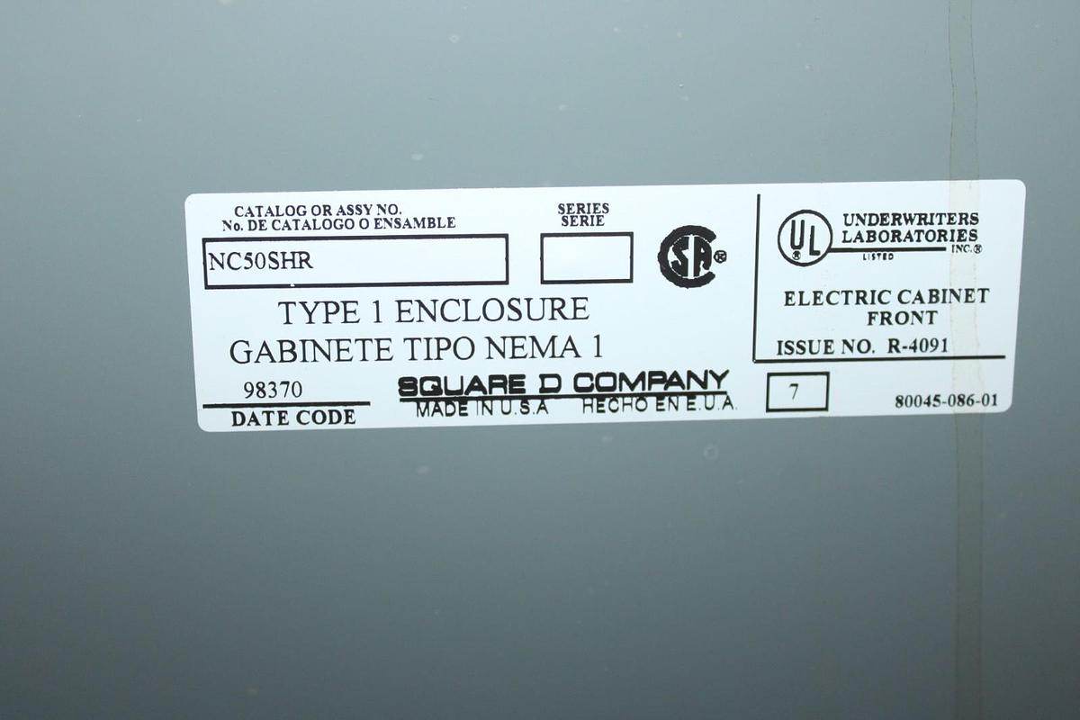 Used SQUARE D TYPE 1 NF MAIN SERVICE PANEL 12106793820030001 150 AMP 30-SLOT 600V