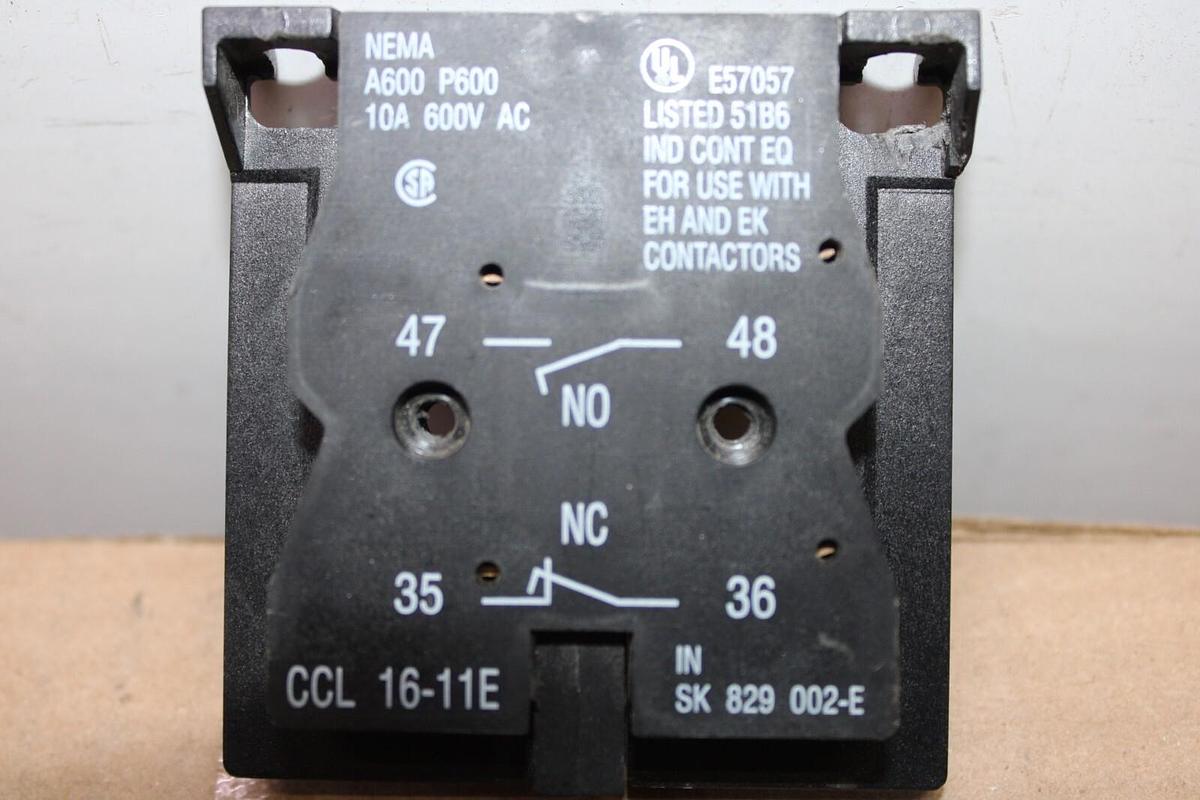Used ABB AUXILIARY CONTACT BLOCK CAL-16-11E SK-829-002-E 10 AMP 600 VAC *WARRANTY*