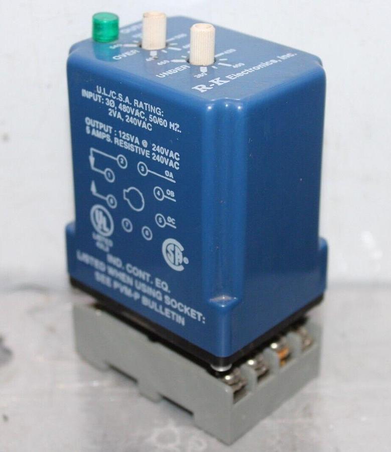 Used R-K ELECTRONICS 3-PHASE VOLTAGE RELAY PVM-480A-200P 480 VAC 2 VA **WARRANTY**