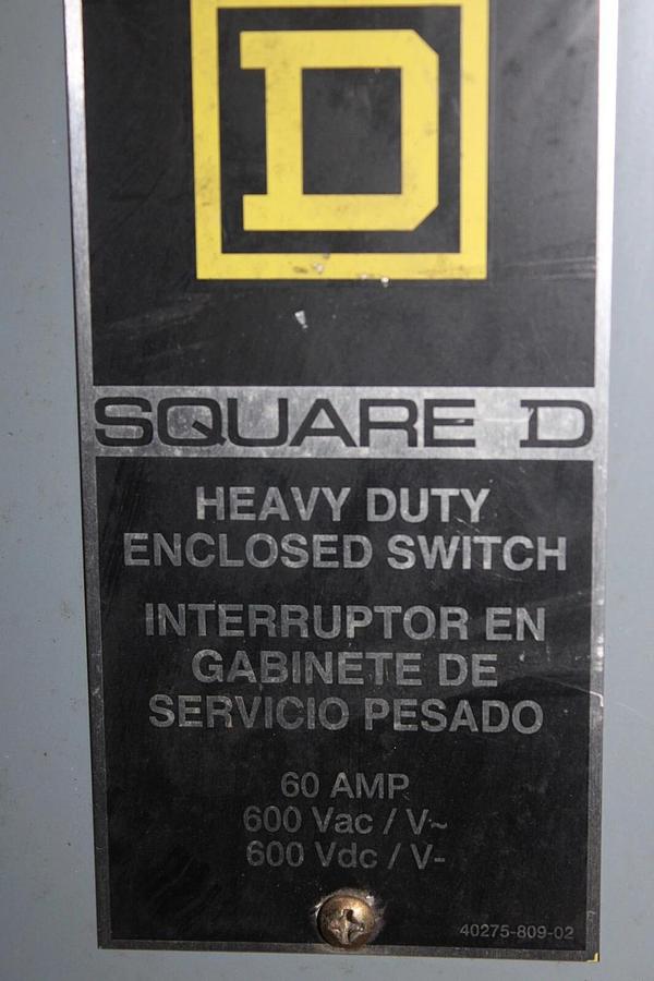 Used SQUARE D HEAVY DUTY SAFETY DISCONNECT SWITCH H362 60 AMP 600 VAC *WARRANTY*