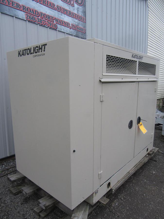 Used 30 KW NATURAL GAS PROPANE GENERATOR KATOLIGHT 120/240V RE-CONNECTABLE 114 HRS VIDEO WE SHIP