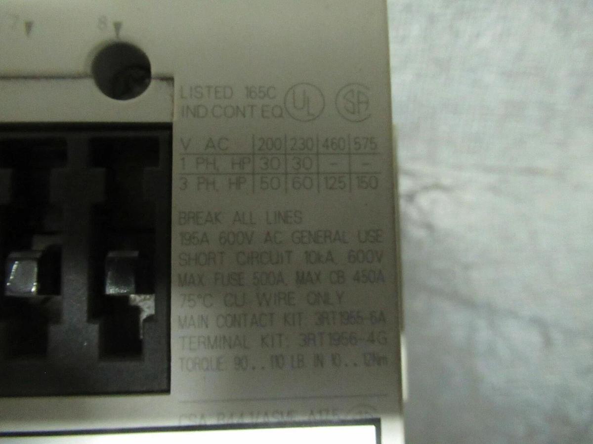 Used 195 AMP SIEMENS CONTACTOR HN53EL115 600 VAC 3 POLE **WARRANTY INCLUDED**