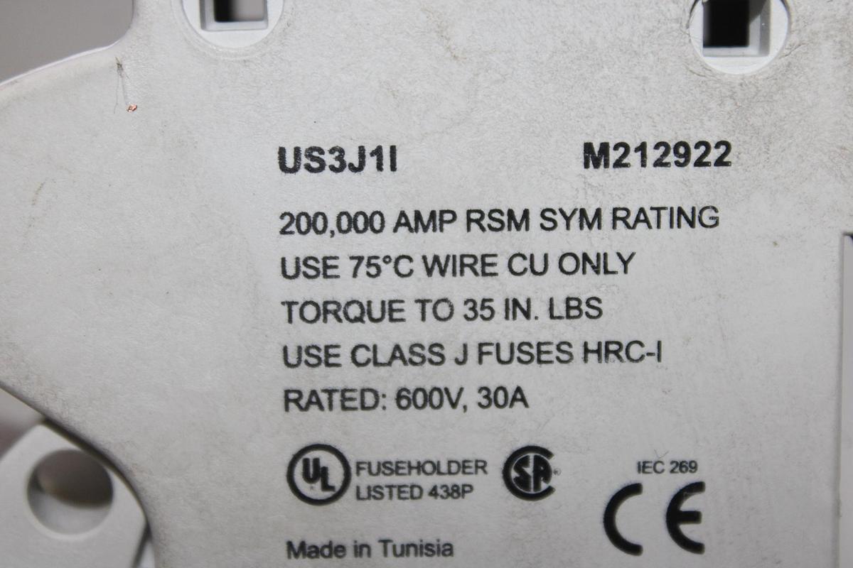 Used FERRAZ SHAWMUT ULTRASAFE FUSE HOLDER USCC2I 600 VAC 2-POLE 30 AMP