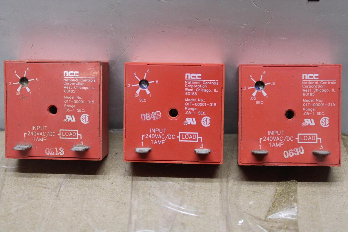 Used LOT OF 3 NCC SOLID STATE TIME DELAY Q6F-00060-327 24 VOLT 1 AMP 3-60 SECOND DELAY