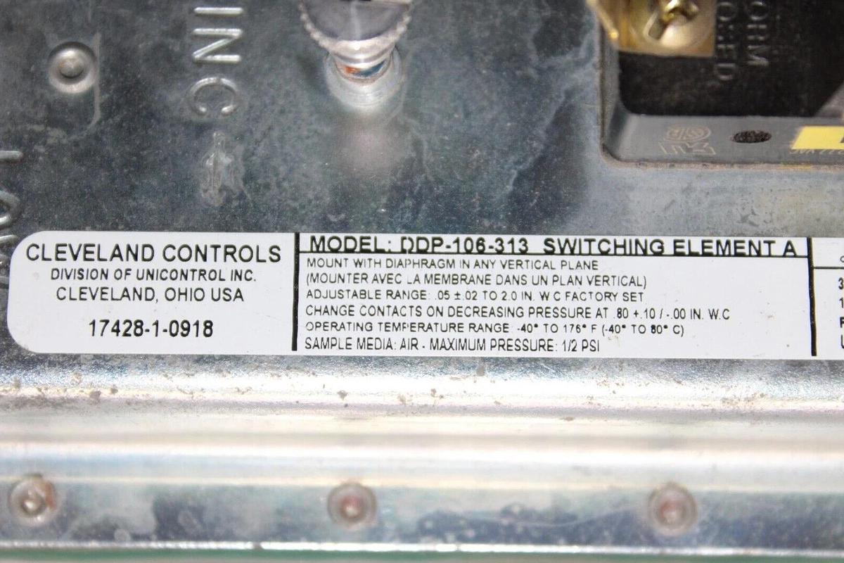 Used CLEVELAND CONTROLS AIRFLOW SWITCH DDP-106-313 **WARRANTY INCLUDED**
