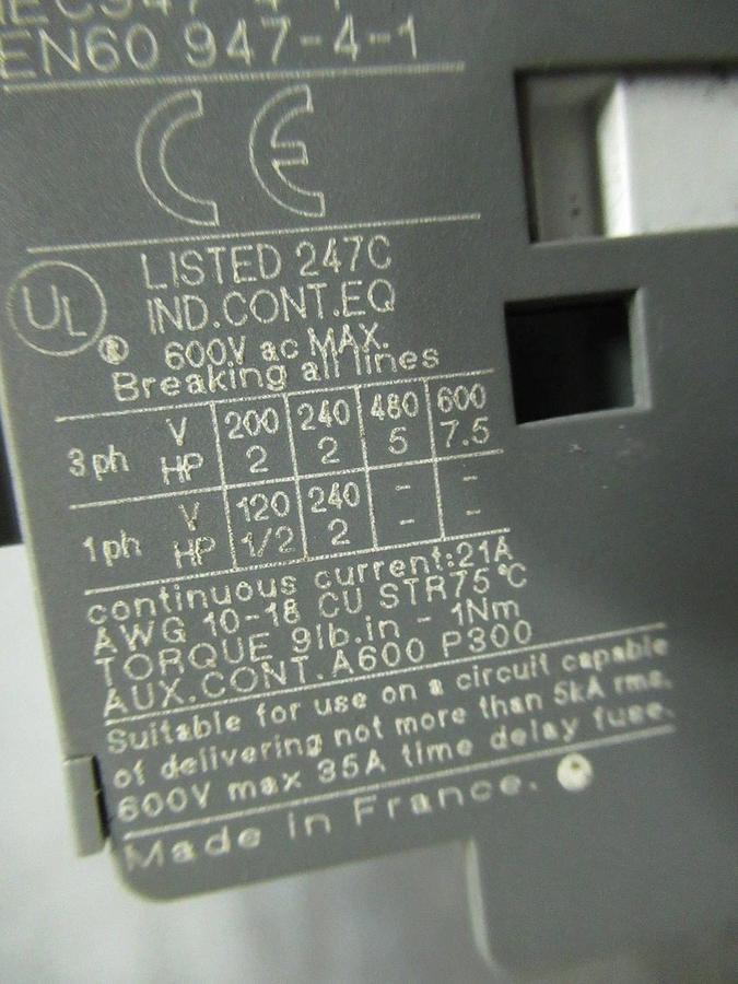 Used YORK CONTACTOR 024-25522-000 600V 7.5HP 26A **WARRANTY INCLUDED**