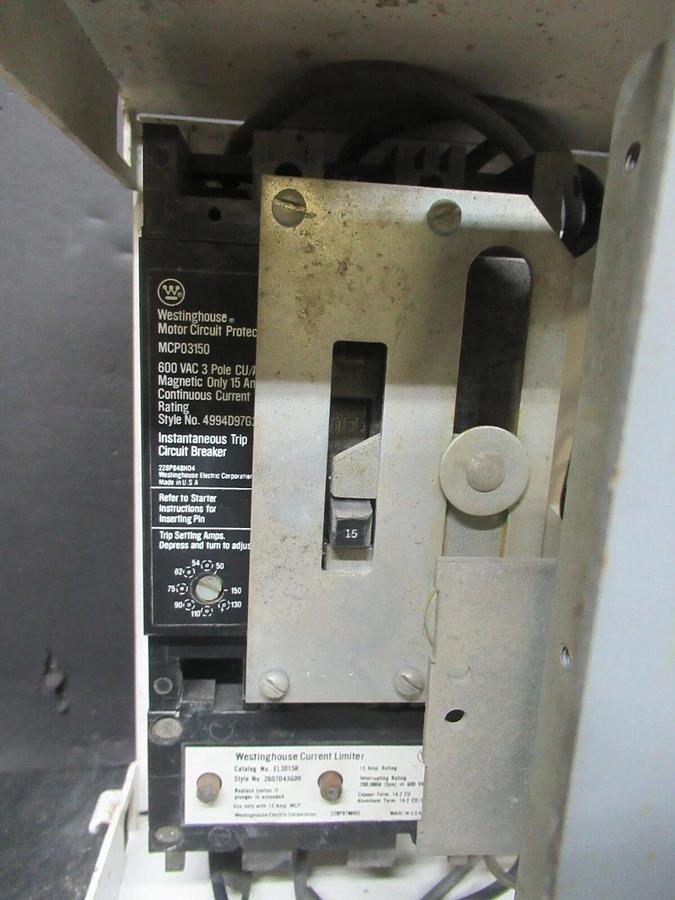 Used CUTLER HAMMER MOTOR STARTER CONTROL 12" W/ A10CN0 NEMA SIZE 1 15 AMP 600 VAC