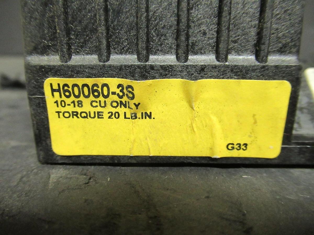 Used BUSSMAN FUSE HOLDER H60060-3S FOR 60 AMP 600 V FUSES **WARRANTY**