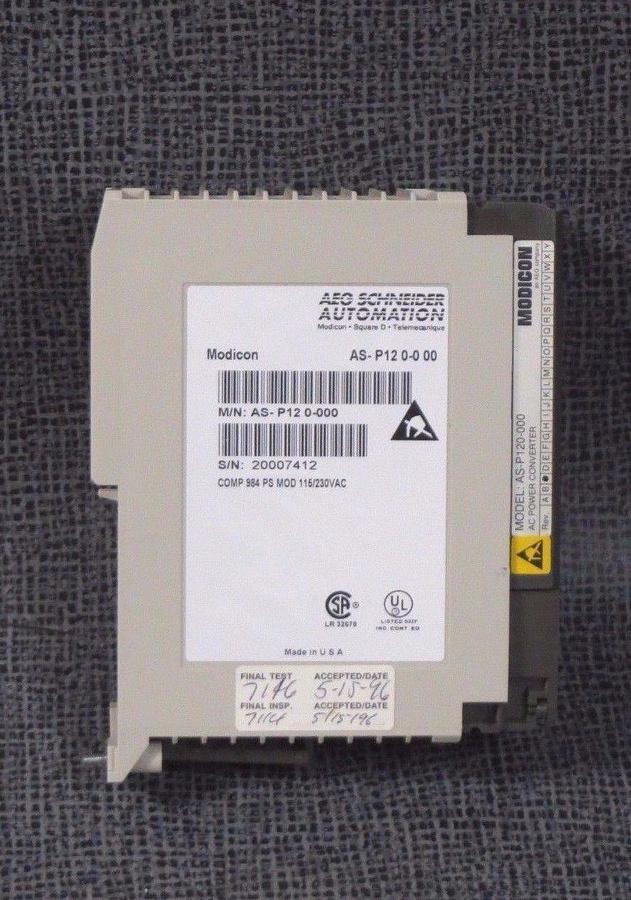 Used AEG MODICON P120 POWER MODULE MODEL: AS-P120-000 **WARRANTY INCLUDED**