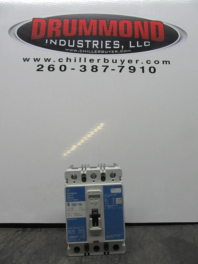 Used CUTLER HAMMER CIRCUIT BREAKER EHD3100 100 AMP 3-POLE 480 VAC