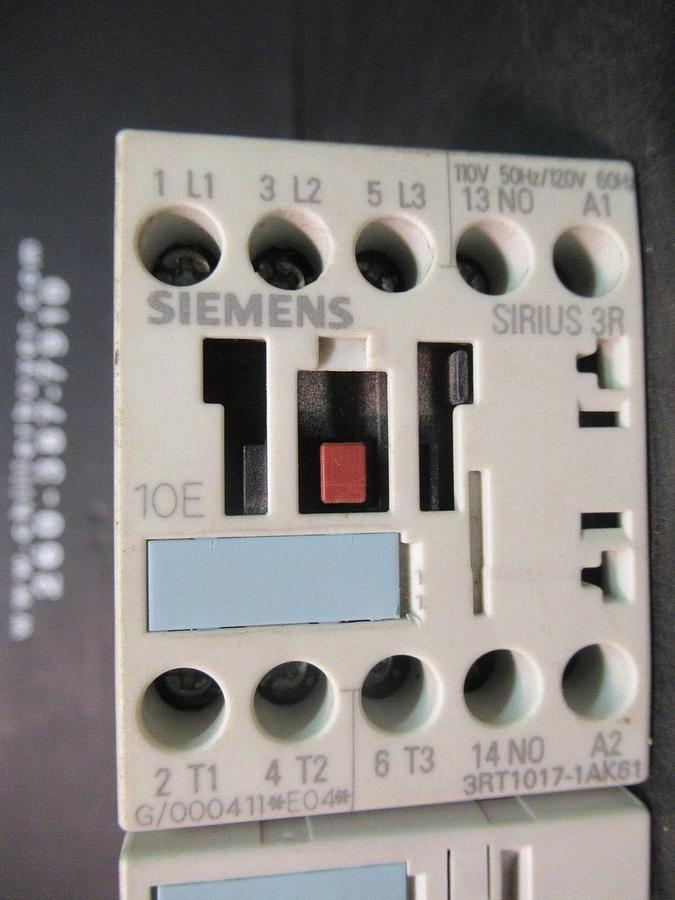 Used SIEMENS STARTER 3RT1017-1AK61 20 AMP 600 VAC 10 HP W/ 3RU1116-1JB0 OVERLOAD