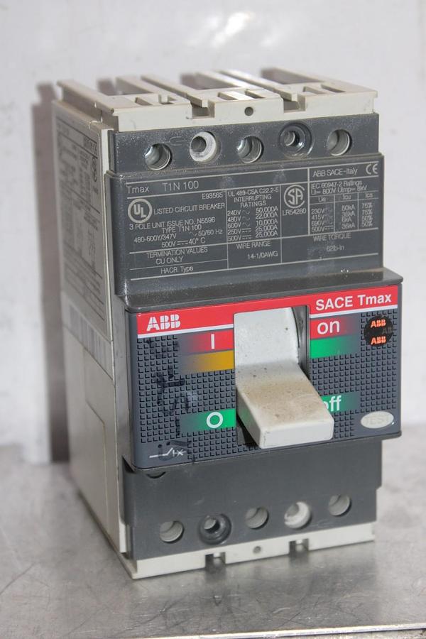 Used ABB CIRCUIT BREAKER T1N100 TMAX 80 AMP 600 VAC 3-POLE **WARRANTY INCLUDED**