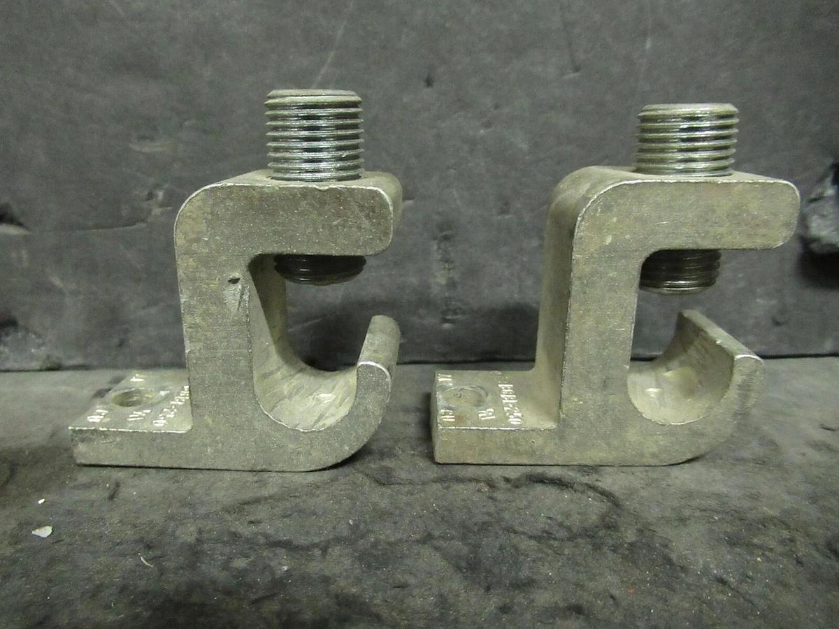 Used (2 QTY) BURNDY BGBL-250 1 BARREL MECHANICAL WIRE CONNECTOR LUG TAP #6 - 250KCMIL