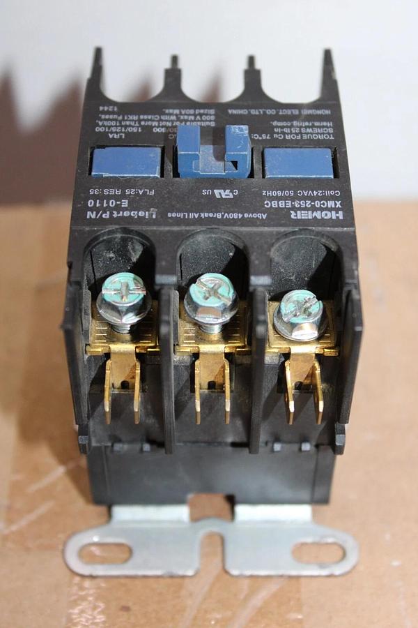 Used HOMER CONTACTOR XMC0-253-EBBC E-0110 25 AMP 600 VAC COIL: 24 VAC **LOT OF 2**