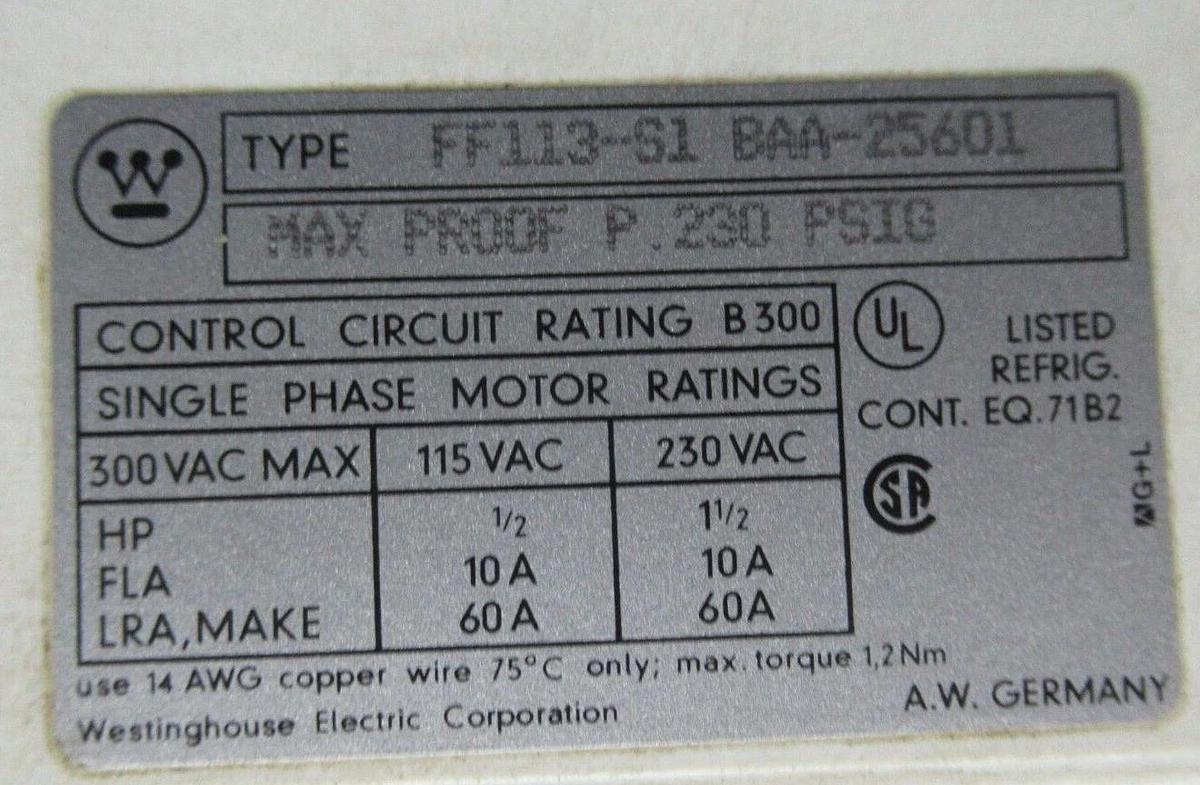 Used WESTINGHOUSE OIL PRESSURE CONTROL GAUGE X13200-256-01 / FF113-S1-BAA-25601