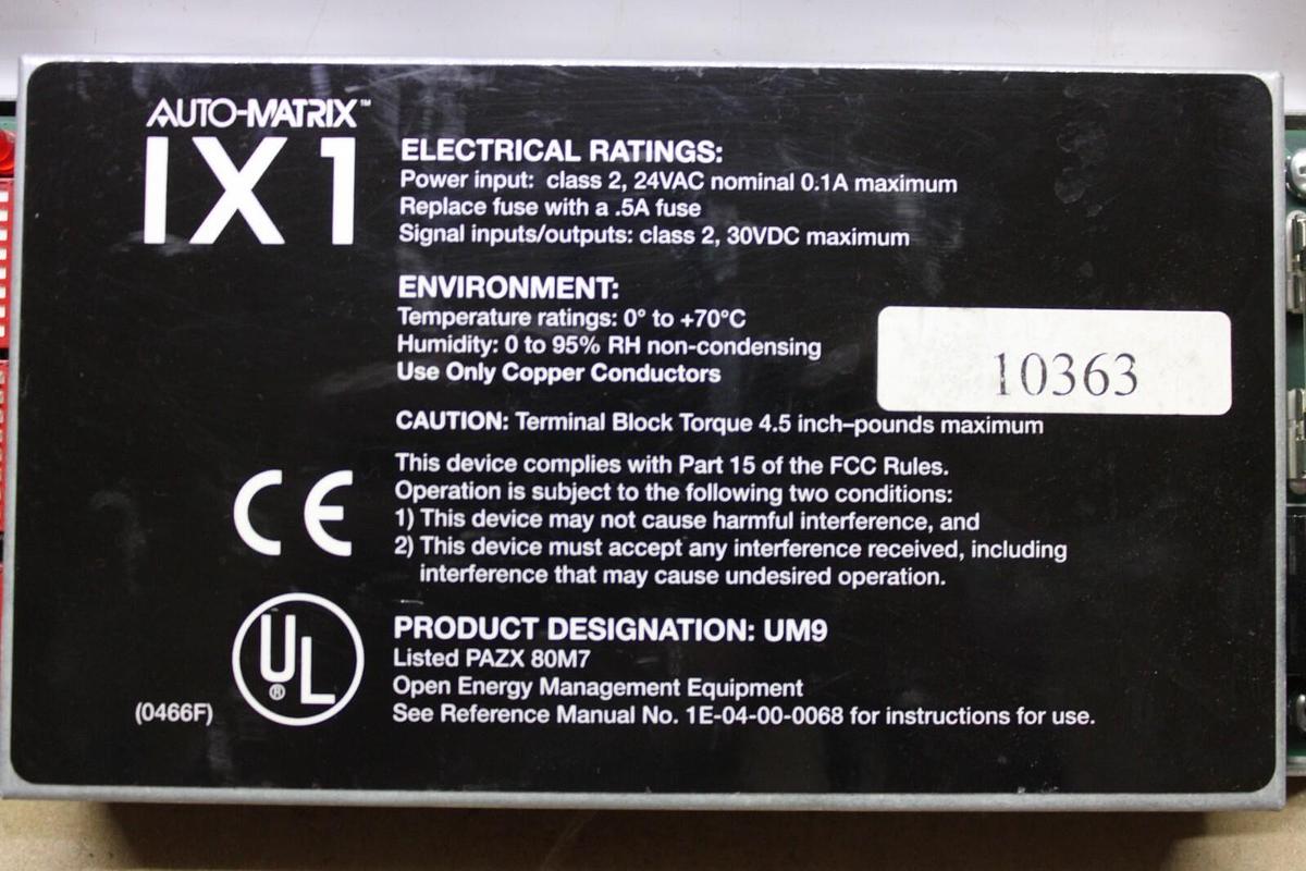 Used AMERICAN AUTO MATRIX IX1 1D-00-00-0281 REV. D **WARRANTY INCLUDED**