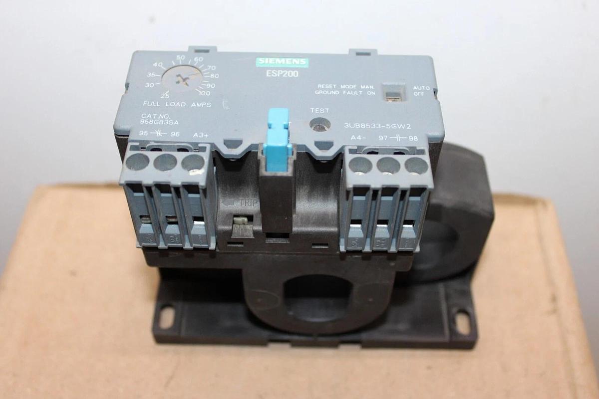 Used SIEMENS ESP200 OVERLOAD RELAY 958GB3SA 25-100 AMP 600 VAC **WARRANTY**