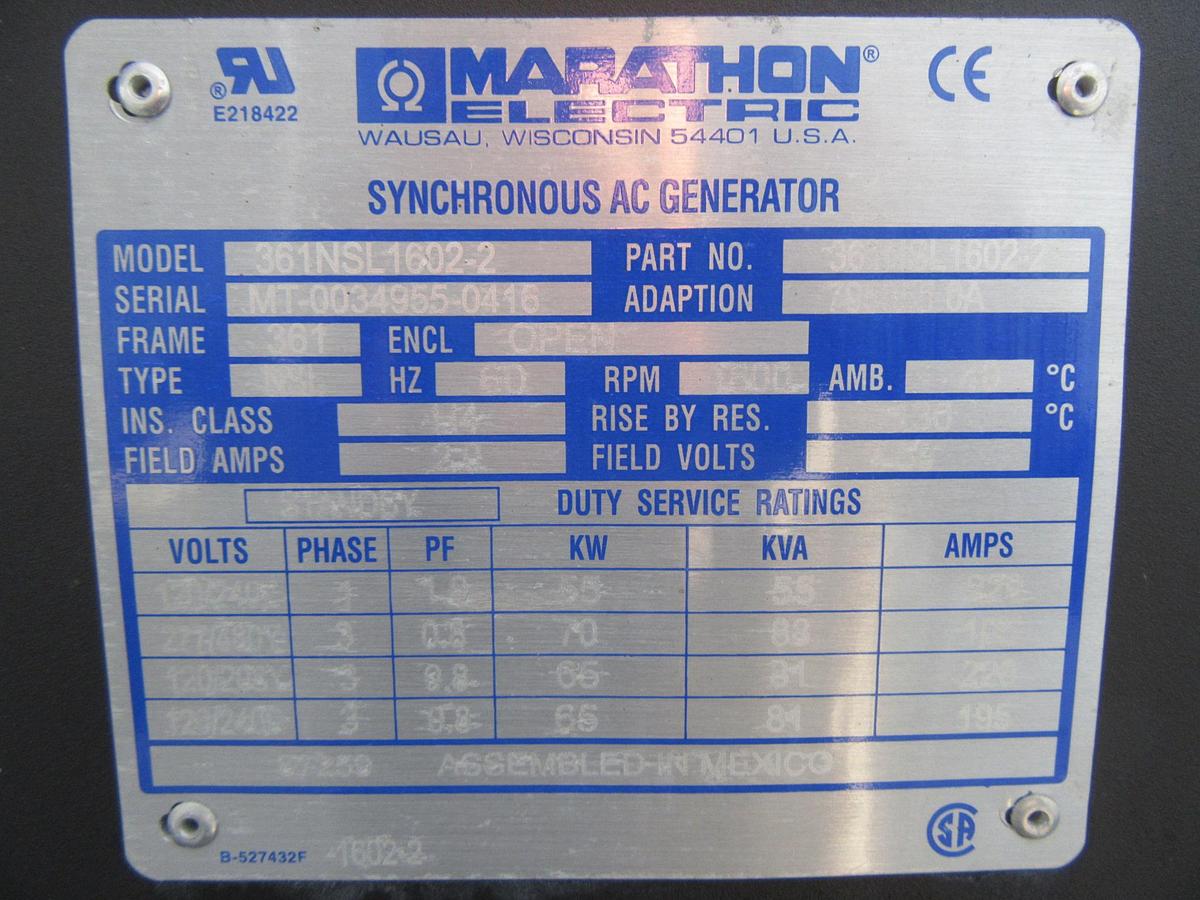 Used 50 KW DIESEL GENERATOR MTU 120/208V 3 PH JOHN DEERE SOUND ENCLOSED 158 HRS VIDEO 2016