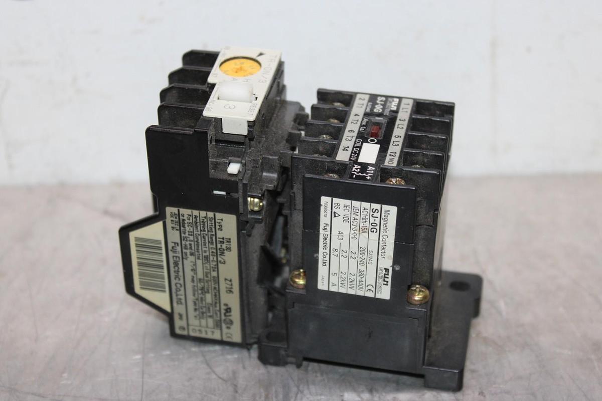 Used FUJI ELECTRIC STARTER SJ-0G 480 VAC 15 AMP 2.2 kW W/ TR-0N/3 RELAY