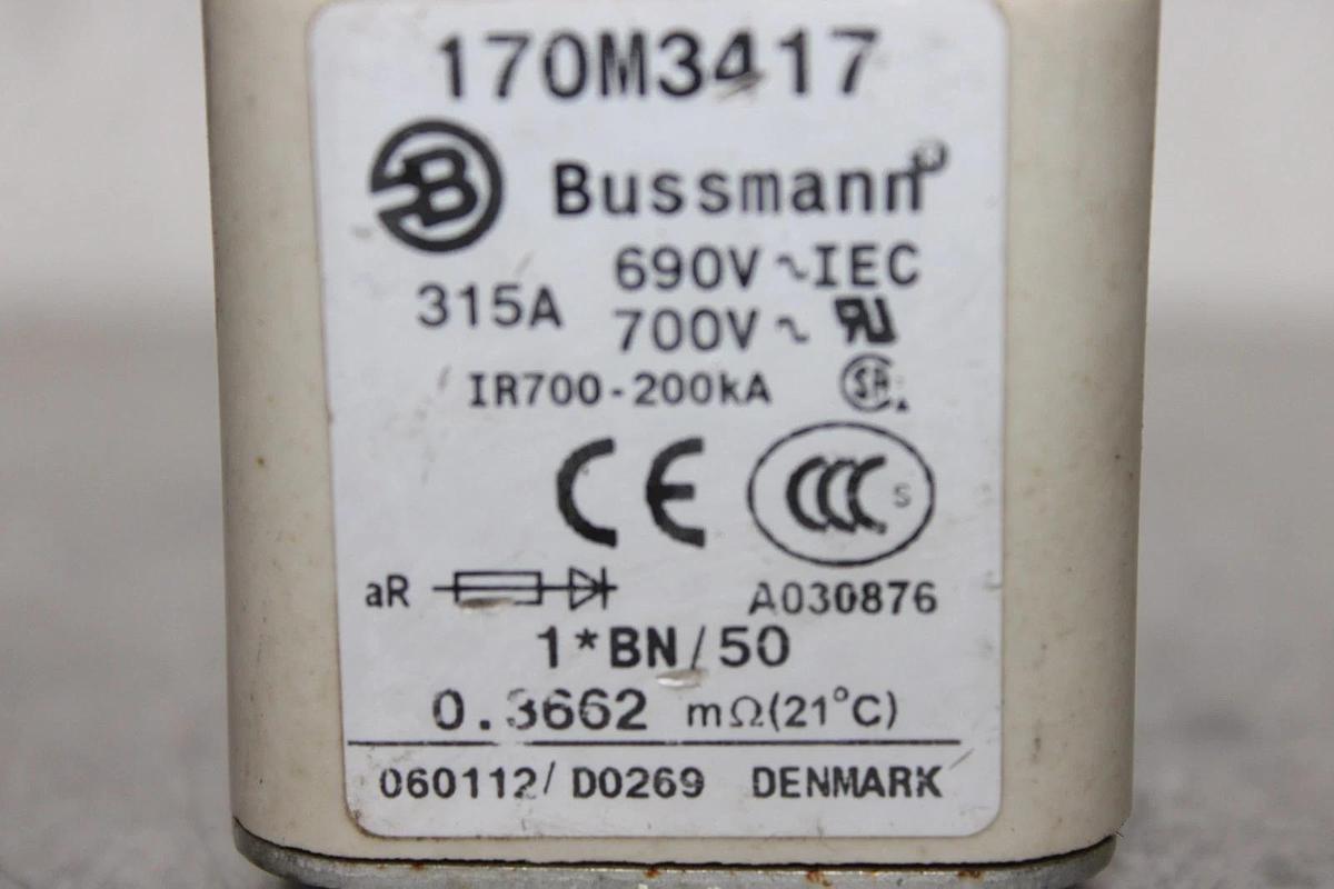 Used BUSSMANN SQUARE BODY FUSE 170M3417 690/700 VAC 315 AMP **WARRANTY**