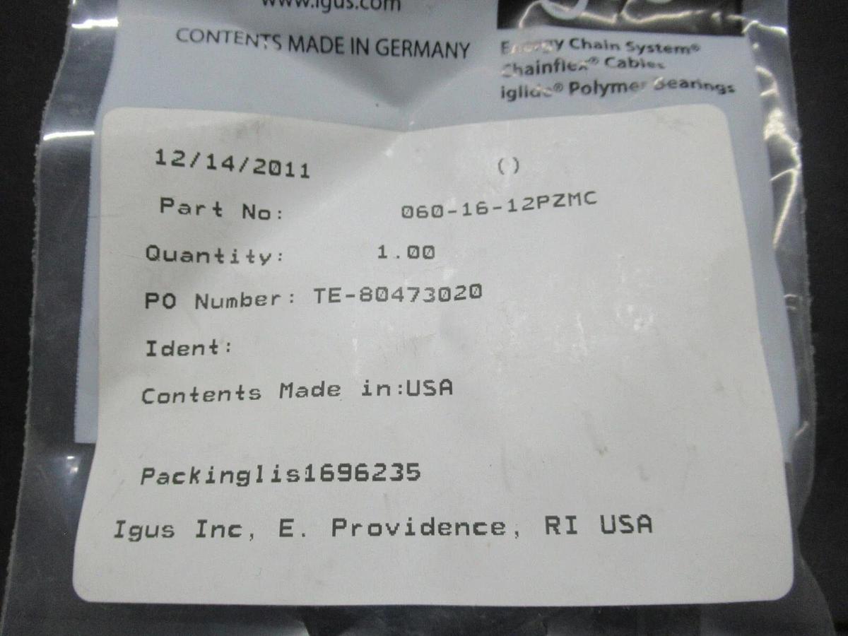 NEW IN BAG IGUS MOUNTING BRACKET ZIPPER 060-16-12PZMC **WARRANTY INCLUDED**