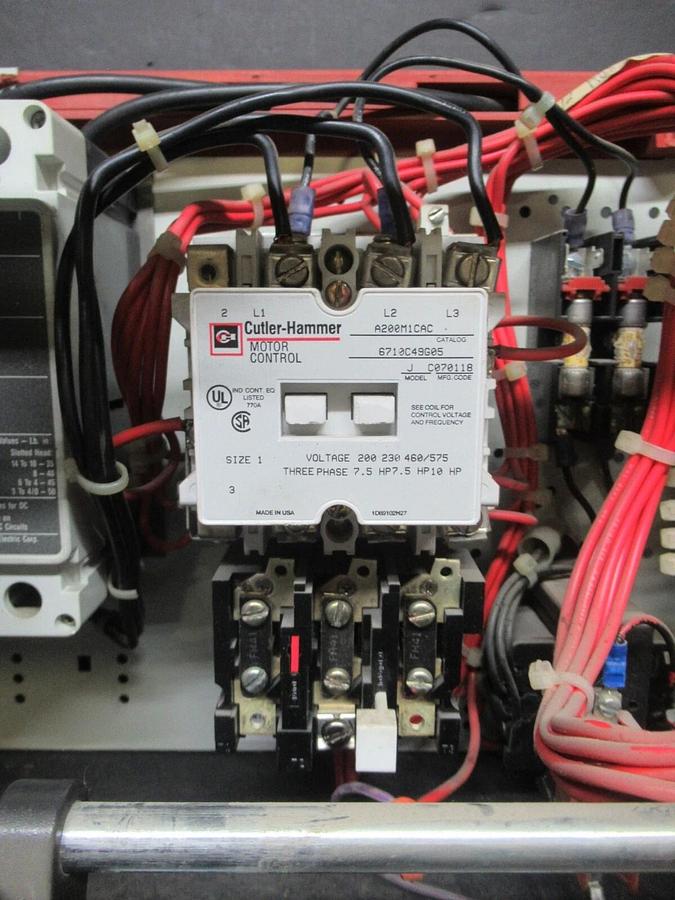 Used CUTLER HAMMER MOTOR CONTROL BUCKET 12" NEMA SIZE 1 STARTER 600 V 15 AMP BREAKER